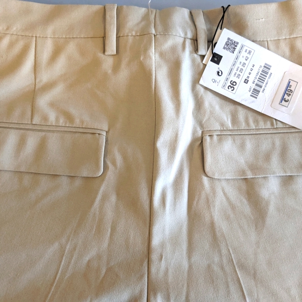 ZARA Women's High Waist BEIGE Trousers~ (NWT) Waist 29/ Inseam 30 - Picture 7 of 9
